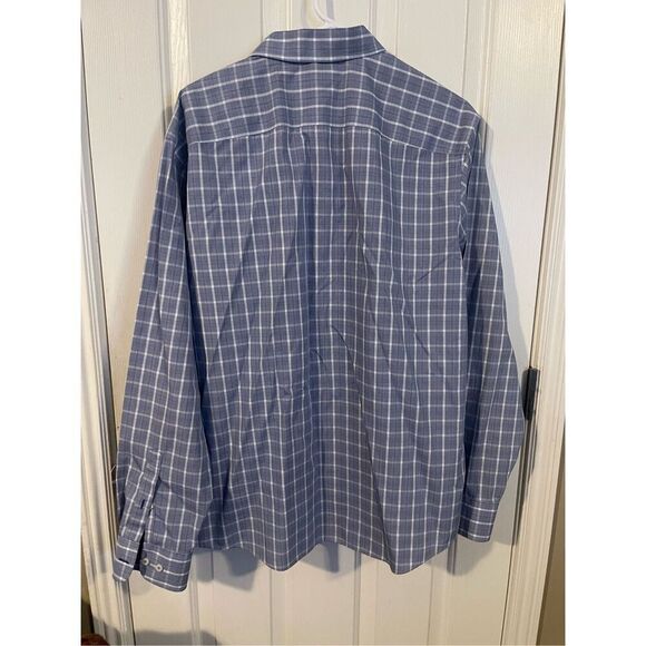 UNTUCKit Men's Blue Plaid Slim Fit Wrinkle Free Cotton Button Up Shirt Size 2XL - Picture 13 of 13